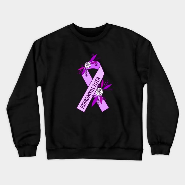 Fibromyalgia Awareness Ribbon Crewneck Sweatshirt by Sloth Station